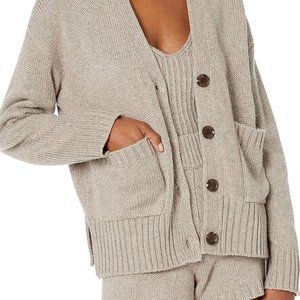 The Drop Women's Brigitte Chunky Button-Front Pocket Ribbed Cardigan